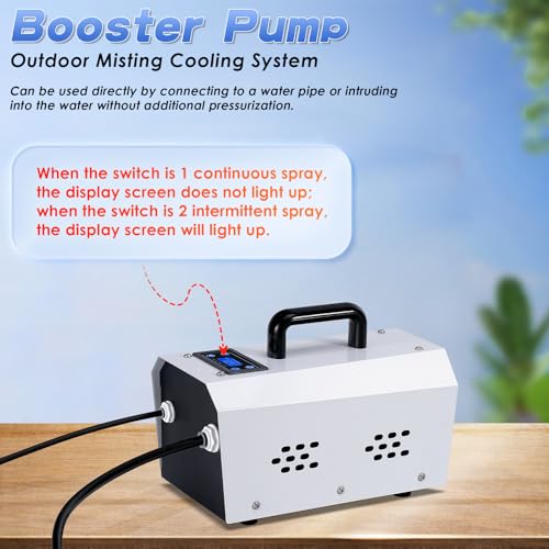 Portable Misting System, Outdoor Misting Cooling System, Misters for Outside Patio, Greenhouse, Garden, Farm, with Booster Pump and 20 Nozzles, The Device Can Regular Intermittent Work