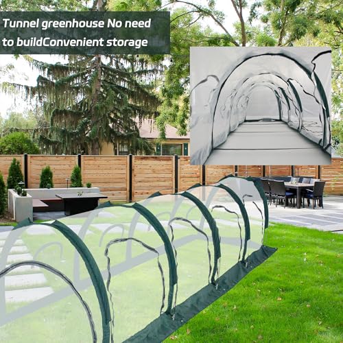Portable PE Plastic Tunnel Greenhouse for Outdoors - Cambered Poly Transparent Long Greenhouses Clear Insulation Grow Tent Ideal for Backyards and Patio Vegetable Cultivation (5M) - style: 5M/196.8”