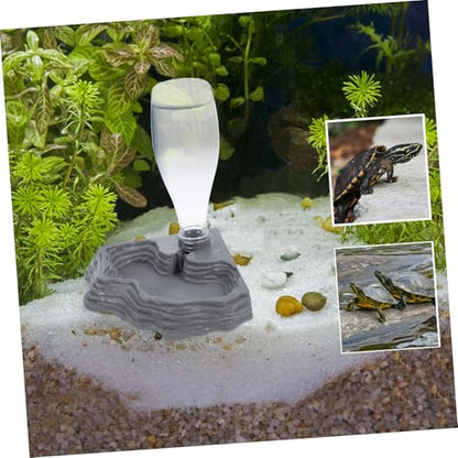 Reptile Turtle Feeder,Water Feeder Automatic Water Dispenser Waterer Feeding for Turtle Dragons Lizards Geckos for Terrarium Reptile Food Bowl Tank Lizard (Grey)