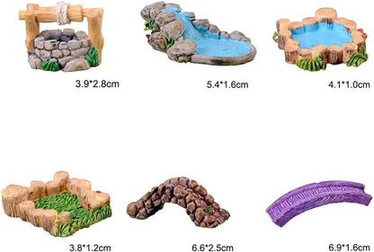DIY Miniature Mini Water Pool, Garden Lawn Ornament for Mountain Dollhouse Decor, Craft Outdoor Statues, Village Character and Manor Style