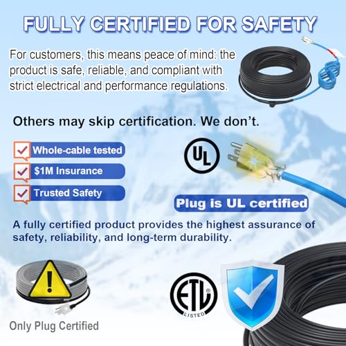Pipe Heating Cable Self-Regulating Heat Tape for Water Pipes,Pipe Heater for Pipe Freeze Protection Energy-Saving Heat Trace Keeps Water Flowing at -40℉ 120V 120FT - style: 120-feet