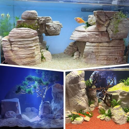 Natural Rock Stones Aquarium Rocks for Fish Tank Decoration Aquarium Landscaping Models Reptile and Amphibian enclosures-40lb(12-14Pcs) 2-9inch - size: 40lb (2-9inch 12-14Pcs)