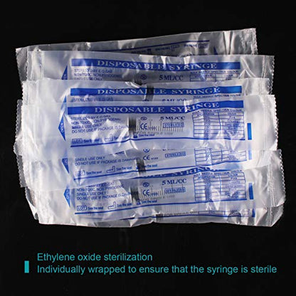 5ml Syringe Without Needle - 5 ml Small Plastic Syringes Sterile Individually Packed with Cap for Lab Medicine Student Measuring Liquid and Pet Dog Cat Baby Feeding Oral Colostrum ( 12 Pack 5cc /ml )
