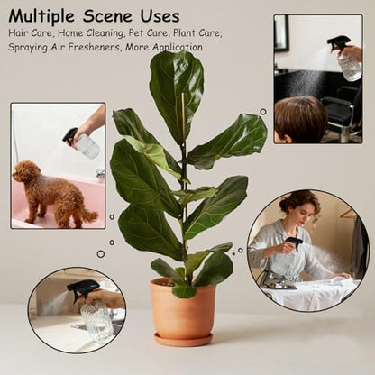 YYTSGG Clear Glass Handheld Spray Bottle, 15oz Refillable Plant Mister Bottle, Water Spray Bottle with Adjustable Mist Nozzle for Indoor Flowers, Outdoor Gardening, Cleaning, Hair and Pets Care - color: Clear