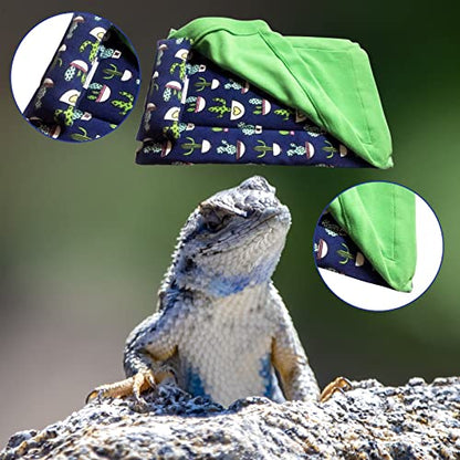 Bearded Dragon Bed with Pillow Lizard Sleeping Bag Blanket Soft Warm Hideout Terrariums Accessories for Reptile Lizard Bearded Dragon (Blue) - color: Blue
