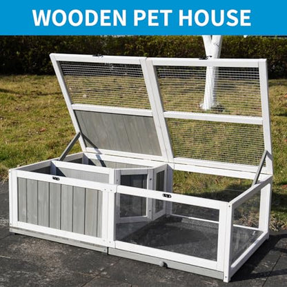 Tortoise Habitat Indoor Wooden Tortoise House, Turtle Enclosure Outdoor Reptile Cage with Removable Bottom,Openable Roof Activity Area and Removable Tray Lizard