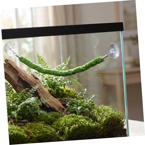 Kisangel Realistic Green Decorative Vine Rope for Terrarium with Suction Cup Hook, Plush and Plastic Material, Flexible and Stable Climbing Support for Chameleons and Jumping Spiders in Pet