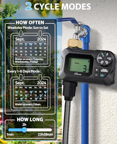 homenote Automatic Misting Cooling System with Timer, 91.8FT Misting Line, 24 Brass Nozzles, and 3/4" Brass Adapter for Patio Cooling and Garden Watering - size: 91.8FT / 28M