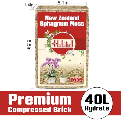 Halatool Premium New Zealand Sphagnum Moss, 500g(40L When Hydrated), for Orchid Repotting Succulent Sarracenia Potted Plants Gardening & Reptiles - size: 40L