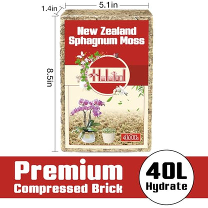 Halatool Premium New Zealand Sphagnum Moss, 500g(40L When Hydrated), for Orchid Repotting Succulent Sarracenia Potted Plants Gardening & Reptiles - size: 40L