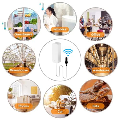 Smart Thermometer Hygrometer with Probe, WiFi Aquarium Temperature Humidity Gauge with App Remote Monitor, Indoor Refrigerator Thermometer Sensor, Data Storage&Export, Compatible with Alexa. 1PCS - style: 1PCS