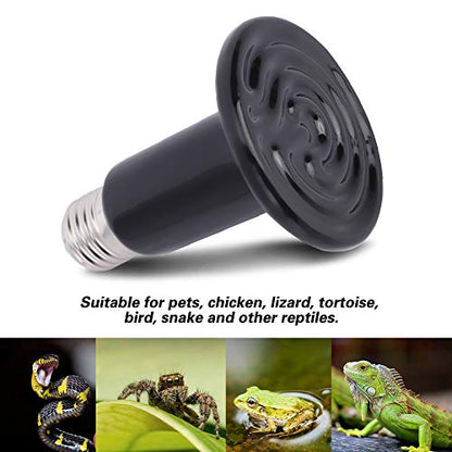 E27 Ceramic Heating Lamp Reptile Animal Pet Ceramic Heat Light Lamp Reptile Heat Bulb for Reptiles Tortoise Chicken Pets Rest 220V 240V(100W)
