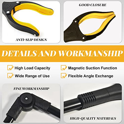 Fish Tank Accessories - 31" Aquarium Tweezers Grabber for Aquarium Landscaping Decoration Grab and Place Garbage Cleanup Foldable Gripper Multi-Function Mobility Aid Reaching Assist Tool(Yellow)