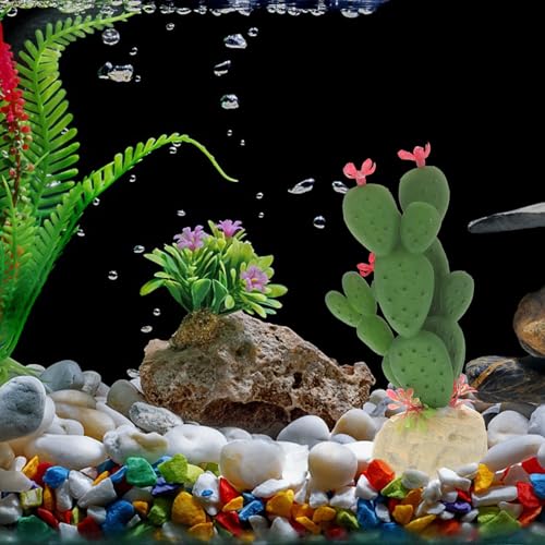 Artificial Cactus Aquarium Plant Decor, Lifelike Plastic Succulent Simulation Plant for Fish Tank Landscape, Home Ornament for Aquarium and Reptile Terrarium