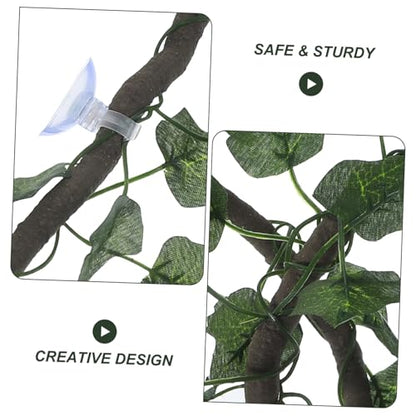 MERRYHAPY 1m Jungle Vines Rattan Strip with Suckers for Reptiles Flexible Habitat Decor for Lizards Frogs Snakes and with Suction Cups