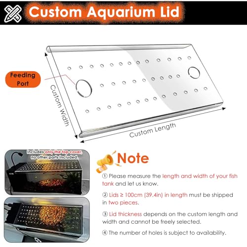 Acrylic Aquarium Anti-Jump Cover & Cat-Proof Terrarium Lid, Fish Tank Top Mount Hood with Hole, Fits 8-20 Inch Tanks (L40xW20cm/15.7x7.9in) - size: L45xW45cm/17.7x17.7in