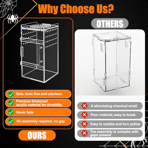 Acrylic Jumping Spider Enclosure Tarantula Enclosure, Full Transparency Spider Enclosure Spider Terrarium Jumping Spider Habitat, Insect Terrarium Bug Enclosure, Arboreal Tarantula Enclosure