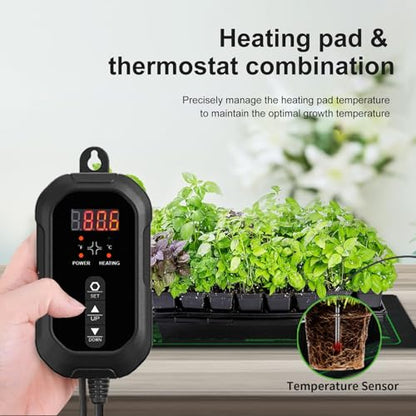 20"x 20" Seedling Heat Mat with Digital Thermostat Combo Set,ETL Certified and Durable Waterproof Warm Hydroponic Heat Mat for Germination,Indoor Gardening,Brewing and Greenhouses - style: 20"x20" Heat Mat with Digital Thermostat