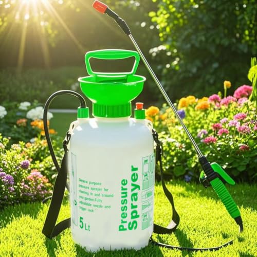 MRPAPA Pressurized Hand Sprayer - Multi-Purpose Garden Sprayer Gallon with Adjustable Nozzle (5L-Green) - color: 5L-Green