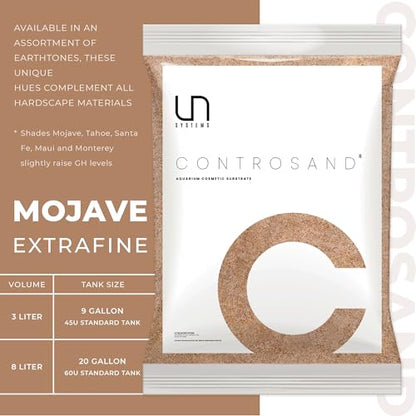 UNS Controsand - Mojave, 3L - Natural Freshwater 0.4-0.9mm Warm Sand for Aquascaping Planted Tanks - Aquarium, Terrarium, Paludarium Substrate for Betta, Shrimp, Fish, Jumping Spider, Turtle - size: 3L