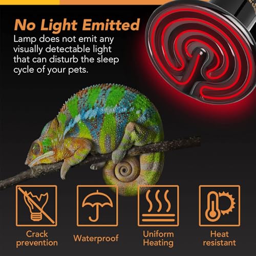 Simple Deluxe 40W Reptile Heat Lamp Bulbs, Pack of 4 Ceramic Heat Emitters for Amphibian Pet & Incubating Chicken (Black, 40 Watts) - size: 40 Watts, style: 4 Pcs