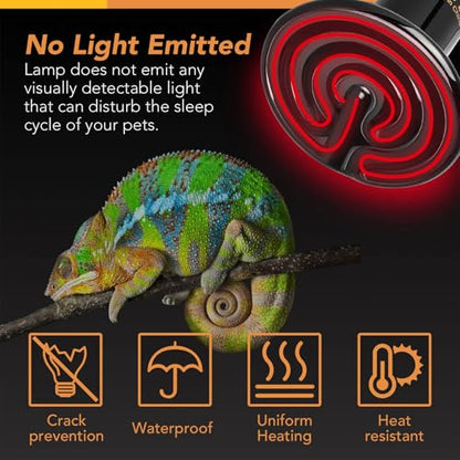 Simple Deluxe 40W Reptile Heat Lamp Bulbs, Pack of 4 Ceramic Heat Emitters for Amphibian Pet & Incubating Chicken (Black, 40 Watts) - size: 40 Watts, style: 4 Pcs