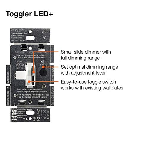 Lutron Ariadni/Toggler LED+ Dimmer Light Switch for Dimmable LED, Halogen and Incandescent Dimmer Switch, 150W, Single-Pole/3-Way, AYCL-153P-LA, Light Almond - color: Light Almond, size: 1 Pack