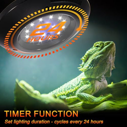 LED UVB Light for Reptiles, 8W UVA UVB Lamp – Timer Switch, Adjustable Brightness, Ferguson Zones 1-4, Energy-Efficient, UVI Lamp for Bearded Dragons, Chameleon, Lizard, Snake, Non-Heating Equipment