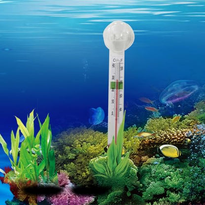 Aquarium Thermometer, Fish Tank Thermometer, Aquarium Temperature Gauge, Floating Thermometer for Fish Tank, Household Fish Tank Temperature Gauge with Suction Cup
