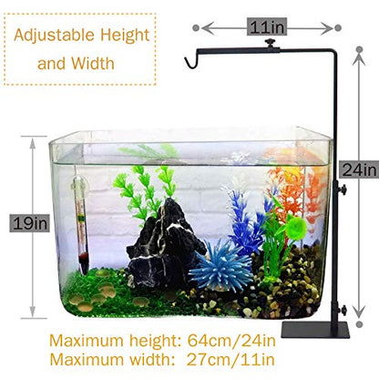 Reptile Lamp Stand, Landing Lamp Stand Bracket with Base, Adjustable Floor Light Holder, Durable Metal Lamp Support for Lizards, Turtles, Snakes, Spiders, Amphibians and Other Cold-Blooded Animals (M)