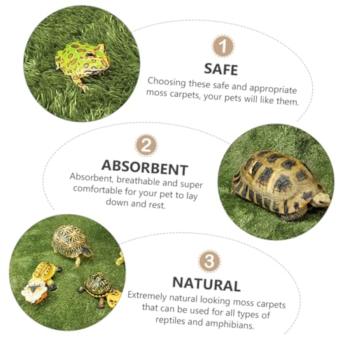 Hemoton 2pcs Reptile Tank Mats Green Grass Rug Rug Moisturizing Fake Lawn Sphagnum Moss for Reptiles