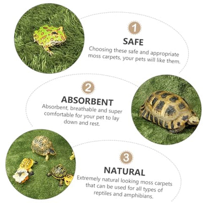 Hemoton 2pcs Reptile Tank Mats Green Grass Rug Rug Moisturizing Fake Lawn Sphagnum Moss for Reptiles