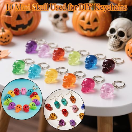 13PCS Halloween 3D Skull Resin Molds Set, 3PCS Large Medium Small Epoxy Molds for Resin, Candle Making, 10PCS Mini Skull-Heads Molds for DIY Pendant Keychain Bracelet Earrings