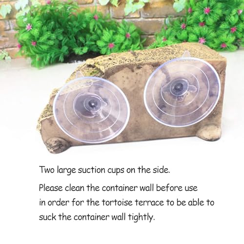 kathson Turtle Basking Platform with Suction Cups Tortoise Climbing Step Ledge Aquarium Ornament Rock Turtle Floating Dock Resting Basking Terrace for Amphibians Reptile (Yellow)