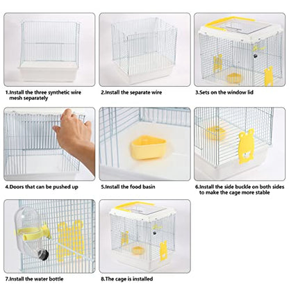Hamster Travel Portable Carrier Cage Small Animal Carry Case with Water Bottle&foodbowl& for Dwarf Hamster,Ferrets,Hedgehog,Chinchilla(White)
