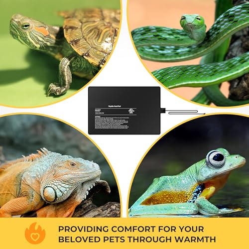 8x12 Inch Reptile Heating Pad 16W Electric Reptile Heat Pad Waterproof Under Tank Terrarium Heat Mats for Reptiles, Amphibians & Small Pets - color: Black, size: 8" x 12"(16W)