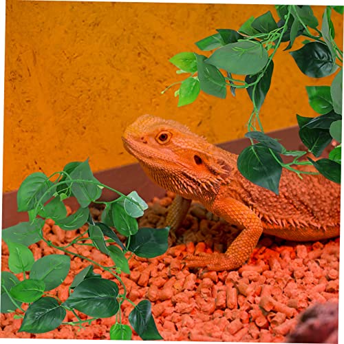 POPETPOP Simulation Vine Plant Decor for Lizard Terrarium Suction Cup Artificial Vines with Green Leaves Reptile Landscape Decoration for Reptile Habitats