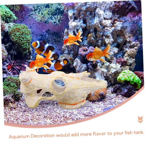 VICASKY Reptile Skull Hideout for Fish Tank Unique Resin Decoration for Aquariums and Terrariums Durable Faux Animal Skull Molding for Pet Reptiles