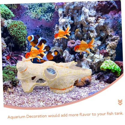 VICASKY Reptile Skull Hideout for Fish Tank Unique Resin Decoration for Aquariums and Terrariums Durable Faux Animal Skull Molding for Pet Reptiles