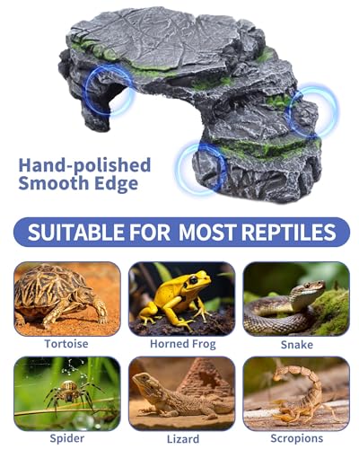 Moonorange Turtle Basking Platform Turtle Tank Decoration for Aquariums & Terrarium, Turtle, Lizard, Reptile Habitat Hideout (Black)