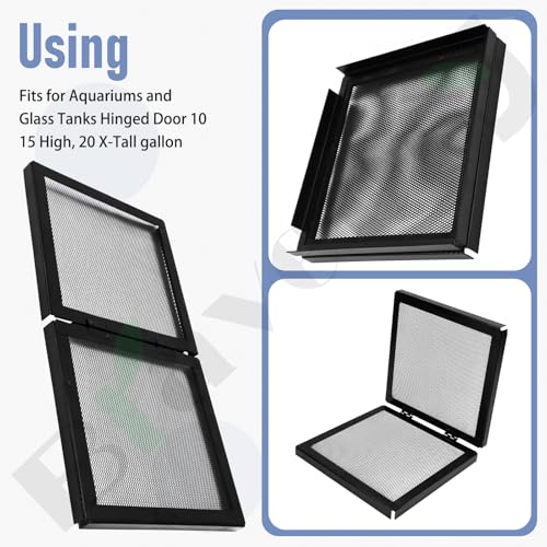 Braveboy 10-Gallon Screen Cover for Hinged Door, for 15 High, 20 X-Tall Gallon Aquariums & Glass Tanks, Black - Easy Ventilation