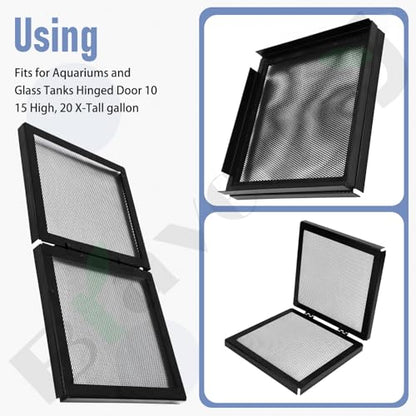 Braveboy 10-Gallon Screen Cover for Hinged Door, for 15 High, 20 X-Tall Gallon Aquariums & Glass Tanks, Black - Easy Ventilation