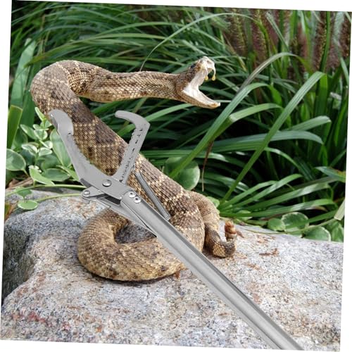 Stainless Steel Snake Catcher Clip Practical Folding Trap Clamp with Lock 36-inch Long Reach Reptile Handling Tool for Safe and Effortless Snake Capture
