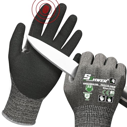 Schwer ProGuard High Level Cut Resistant Work Gloves PR3326 for Extreme Protection，ANSI A9 Cut Gloves with Reinforced Thumb, Non Slip, Breathable, Durable, Touch-screen, Black 1 Pair（XL） - color: Black, size: X-Large