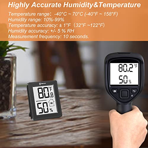 Geevon Digital Hygrometer, 3 Pack Indoor Thermometer Room Temperature Humidity Gauge with Battery,Digital Temperature Humidity Meter Indicator for Home, Office, Greenhouse, Mini Hygrometer,Black - color: Black 1
