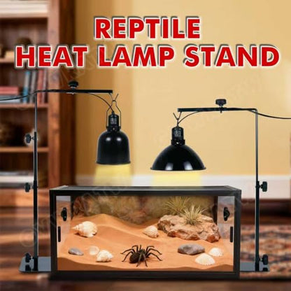 16.6-31 inch Reptile Lamp Stand, Adjustable Domes Heat Lamp Metal Bracket Floor Light Holder for Reptile Terrarium Lighting Heating Light and Dome lampshade.