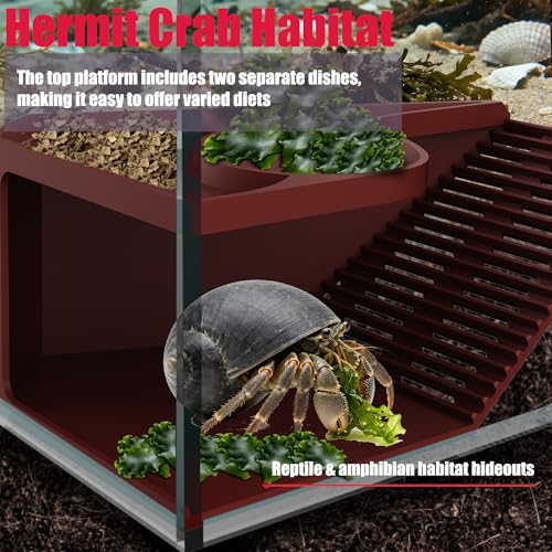 Hermit Crab Hideout with Climbing Tunnel | Hermit Crab Climbing Toys| Hermit Crab Water Tank Accessories |Hermit Crab Habitat, Also Suitable for Sea Turtles, Lizards and Tarantulas