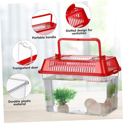 Mipcase 5pcs Portable Handheld Fish Tank Mixed Color Transparent Turtle Feeding Box for Small Pets Lightweight Plastic Breeding Aquarium Ventilation Design Easy to Clean and Operate