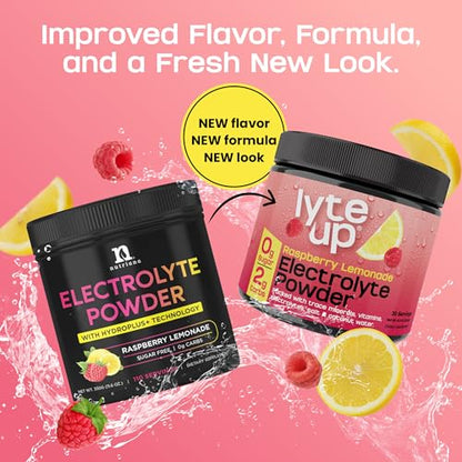 2400 MG Electrolyte Powder – Zero Sugar Keto Electrolytes for Hydration & Fasting Support – with Magnesium, Potassium, Coconut Water, & Himalayan Salt – Raspberry Lemonade Lyte Up – 30 Servings