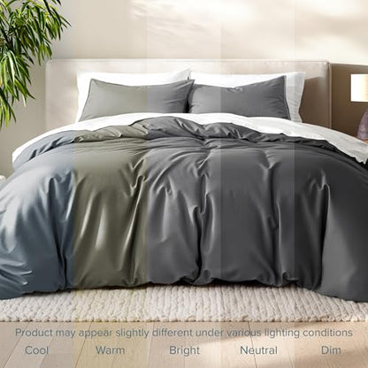 Bare Home Bedding Duvet Cover Queen Size - Premium 1800 Super Soft Duvet Covers Collection - Lightweight, Cooling Duvet Cover - Soft Breathable Bedding (Queen, Grey) - color: 04 - Grey (No Comforter), size: Queen